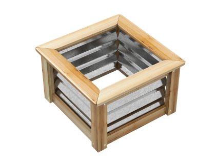 Outsunny vyvýšený záhon kovový květinový truhlík s dřevěným rámem 45x45x30cm pro zahradu balkon příroda | Aosom.de