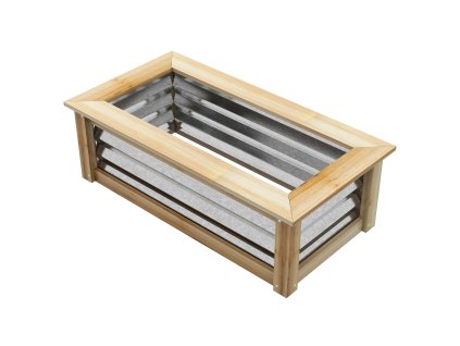 Kovový vyvýšený záhon s dřevěným rámem pro zahradu a balkon 90x45x30cm, odolný proti povětrnostním vlivům | Aosom.de