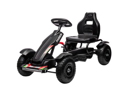 HOMCOM GoKart, šlapací auto, šlapací auto s ruční brzdou, dětské vozidlo s nastavitelným sedadlem, šlapací, kettcar pro 5-12 let, černá | Aosom