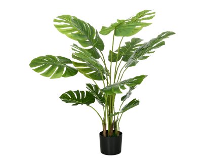 HOMCOM Umělá rostlina Monstera 120cm s květináčem a PE mechem, klamně skutečná pro obývací pokoj a dekorace v zelené barvě | Aosom.de