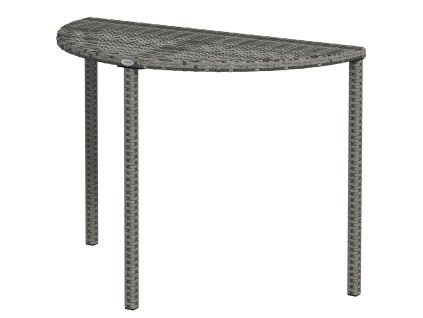 Outsunny půlkruhový balkonový stolek 100 x 50 x 74 cm zahradní stolek z polyratanu a kovu šedý pro terasu a balkon | Aosom.de