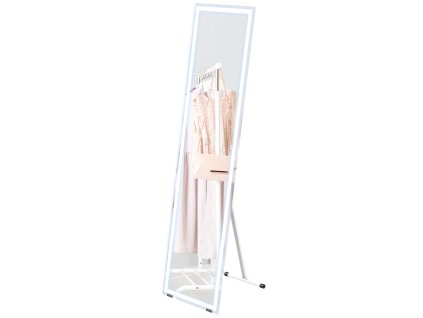 HOMCOM Celoplošné zrcadlo 40x150cm Stojací a nástěnné zrcadlo s LED osvětlením 3 barvy světla Dotykový spínač v bílé barvě | Aosom.de