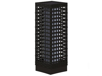 Outsunny solární světlo ratanový design 15,5x15,5x46cm vodotěsné se světelným senzorem automatická zahradní LED lampa černá pro terasu a zahradu | Aosom.de