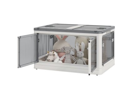 Úložný box Outsunny truhla 69L stohovatelný úložný box s kolečky skládací úložný box s pětistranným přístupem v bílé barvě | Aosom.de