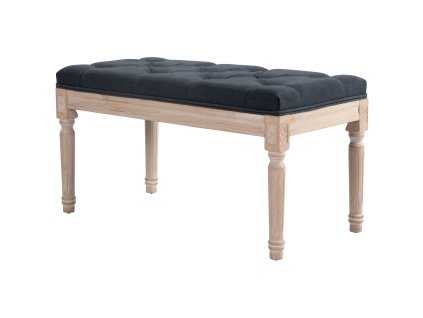 HOMCOM čalouněná lavice vintage 80x40x43cm lavice k posteli lavice do předsíně s knoflíky ve vzhledu lnu do 120kg tmavě šedá | Aosom.de