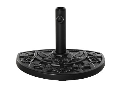 Stojan na slunečník Outsunny 9kg podstavec na zahradní slunečník s motivem květin pro tyče slunečníku Ø35/38/48 mm, HDPE, půlkruhový, černý | Aosom.de