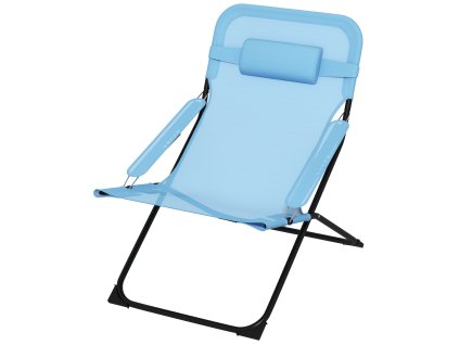 Outsunny Skládací židle Zahradní židle Nastavitelné opěradlo Camping Chair Cushion 120kg Mesh Blue | Aosom