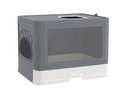 Podestýlka PawHut s víkem a lopatkou Podestýlka do 4 kg, vnitřní, plast, šedá, 48,5x38x36,5 cm| Aosom