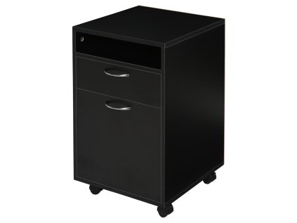 HOMCOM pojízdná podstavná skříň černá 40x35x60cm se zásuvkou pro kancelář a domácí kancelář, prostorově úsporná a funkční | Aosom.de