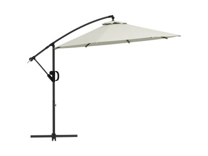 Konzolový slunečník Outsunny Ø293 x 260Hcm s kličkou a křížovým podstavcem, naklápěcí, odvětrávaný, 8 žeber, polyesterová krémová | Aosom.de