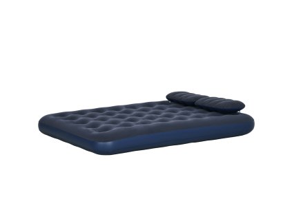 Nafukovací matrace Outsunny Double Air Mattress s ruční pumpou a polštářem, modrá 203x152x22cm pro kempování a hosty | Aosom.de