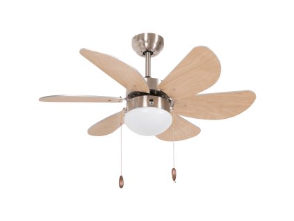 HOMCOM Stropní ventilátor s LED osvětlením 16W Závěsné světlo 6 oboustranných lopatek do obývacího pokoje a ložnice Buk | Aosom.de