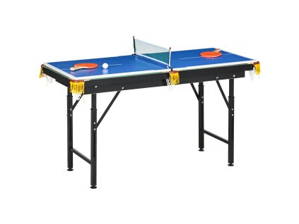 SPORTNOW multigame herní stůl 2v1 multifunkční stůl na stolní tenis a kulečník pro děti a dospělé, ocel 140x63x60-80cm, zelený | Aosom.de