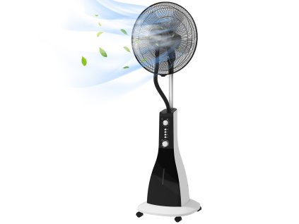 HOMCOM objem nádržky na vodu 3 l, 90W ventilátor s funkcí mlhy, 3 režimy, funkce časovače, kolečka, oscilační, černý| Aosom