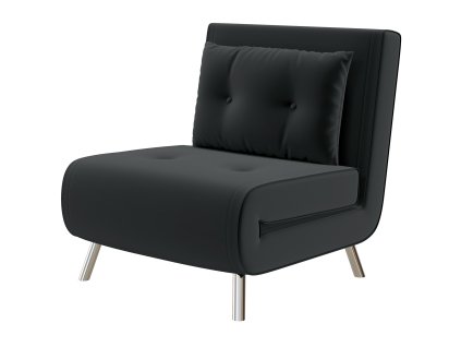 HOMCOM Rozkládací křeslo s funkcí lůžka 77x88x83cm, jednolůžková pohovka s polštáři, sametová čalouněná pohovka v černé barvě pro hosty | Aosom.de