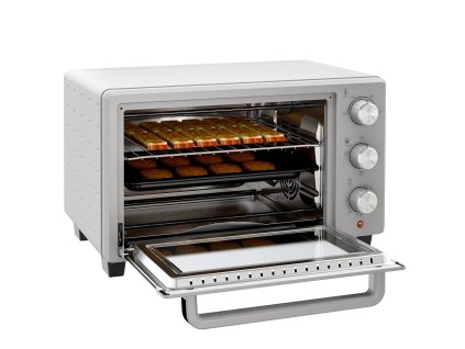 HOMCOM malá trouba 21l, 100°C-230°C, časovač na 1 hodinu, 3 režimy pečení, drátěný rošt, plech, nerez, 46L x 38.5W x 29H cm, stříbrná| Aosom