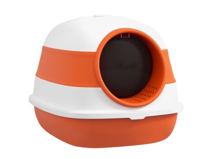 Podnos PawHut s víkem Podnos 52x41x38cm Deodorační podlahová mřížka Lopatka pro kočky do 5 kg Bílá oranžová | Aosom.de