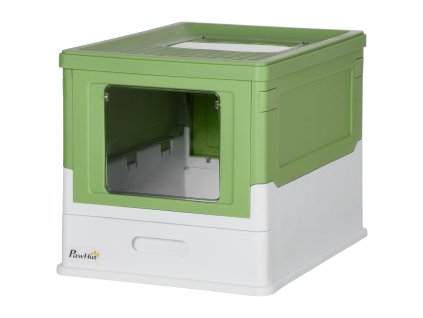 Podestýlka PawHut s víkem a spodní vaničkou, plastová 47,5 x 35,5 x 36,7 cm, včetně lopatky a deodoračního boxu pro udržení čistoty koček | Aosom.de
