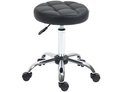 Vinsetto Roll Stool Výškově nastavitelná otočná pracovní stolička černá Ø35,5 cm, umělá kůže pro kancelář a salon 51-67 cm | Aosom.de