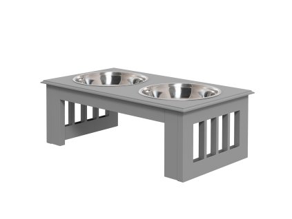 PawHut miska pro psy se 2 miskami 0,9 l vyvýšená miska na krmivo pro kočky snadná údržba nerezová ocel šedá 44 x 24 x 15 cm | Aosom.de
