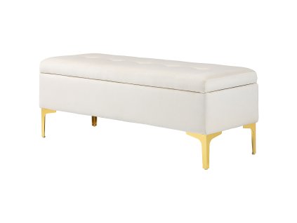 HOMCOM Lavice s úložným prostorem čalouněná lavice sametový vzhled kovové nohy lavice do obývacího pokoje ložnice předsíně 120 x 44 x 44,5 cm béžová | Aosom.de