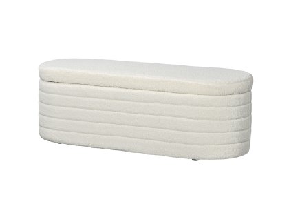 HOMCOM Ložnicová lavice s úložným prostorem a dřevěnými nohami, vysoká stabilita, plyšové rouno, nosnost 120 kg, 116x41x40,5 cm, krémově bílá | Aosom.de