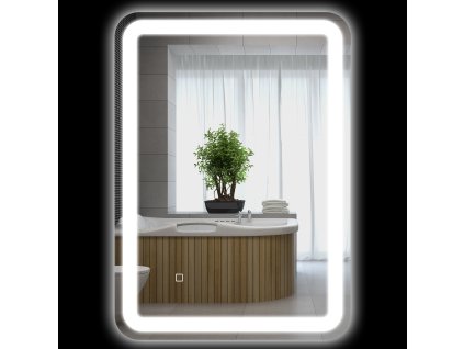 kleankin koupelnové zrcadlo LED 50 x 70 cm se 3 barvami světla a dotykovým spínačem, IP44, automatická ochrana proti zamlžení, paměťová funkce, tvrzené sklo stříbrné | Aosom.de