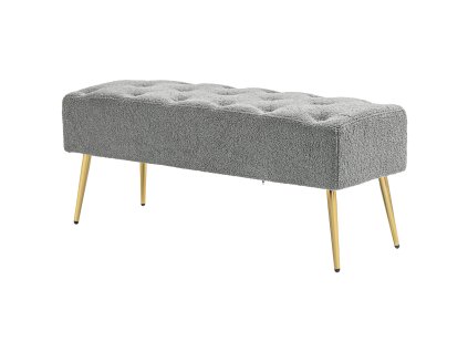 HOMCOM Lavice čalouněná lavice se vzhledem jehněčí vlny a prošíváním knoflíků, lavice k posteli s robustními ocelovými nohami, 112x41x46cm, šedá do ložnice obývacího pokoje předsíně | Aosom.de