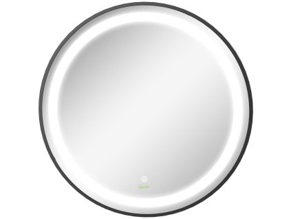 kleankin LED koupelnové zrcadlo Ø60cm, koupelnové zrcadlo se 3 barvami světla, dotykové, s paměťovou funkcí, IP44, černé pro moderní koupelny | Aosom.de
