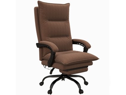 Kancelářská židle Vinsetto s masážní funkcí, naklápěcí v úhlu 155°, otočná židle s područkami, ergonomická kancelářská židle, hnědá| Aosom