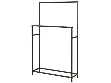 HOMCOM Věšák na ručníky, volně stojící věšák se 2 držáky na ručníky, věšák na ručníky do koupelny, kov, 66 x 20 x 110 cm, černý | Aosom