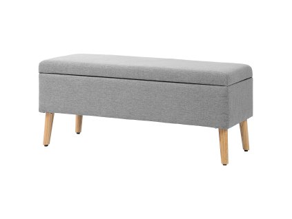 HOMCOM Lavice Čalouněná lavice s úložným prostorem 110 x 39 x 45 cm v šedé barvě se vzhledem lnu do předsíně ložnice obývacího pokoje z kaučukového dřeva | Aosom.de
