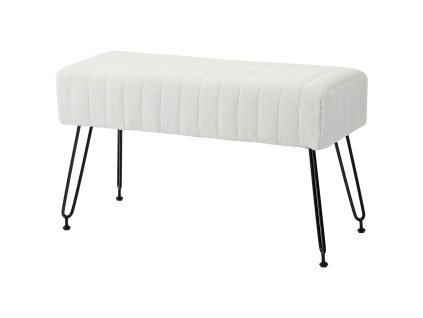 HOMCOM Lavice Čalouněná lavice se vzhledem umělé kožešiny 82 x 30 x 47 cm Lavice na boty do předsíně ložnice obývacího pokoje s kovovými nohami krémově bílá | Aosom.de