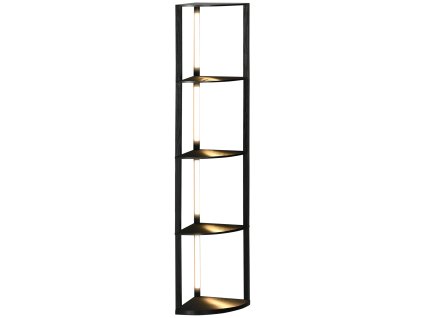 HOMCOM Stojací lampa, LED stojací lampa se 4 policemi, patice E27, 24 W, 3 barvy světla, do obývacího pokoje, ložnice, černá | Aosom