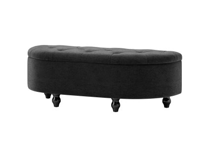 HOMCOM Lavice s úložným prostorem a otevřeným víkem, čalouněná lavice z materiálu Velvet-Touch, kaučukovník, tmavě šedá, 120x46x42cm do ložnice a předsíně | Aosom.de