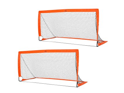HOMCOM Fotbalové branky Sada 2 skládacích mini branek z kovu s oxfordskou tkaninou pro děti v oranžové barvě 183 x 90 x 90 cm | Aosom.de