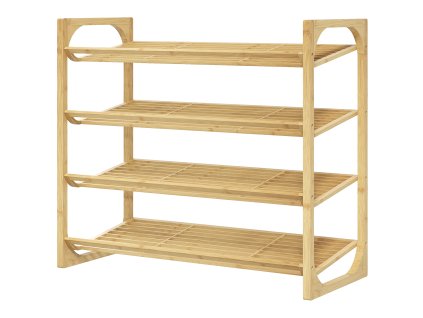 HOMCOM Botník Bambusový botník 4 úrovně až pro 12 párů bot s madlem do ložnice 76 x 33 x 67 cm Příroda | Aosom.de