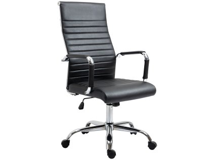 Kancelářská židle Vinsetto ergonomická manažerská židle s houpací funkcí, výškově nastavitelná, čalouněná umělou kůží a pěnou, černá | Aosom.de