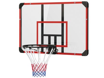 SPORTNOW basketbalový koš, basketbalová deska s košem, basketbalová síť s basketbalovou deskou, nástěnná, pro venkovní použití, ocel, 113 x 61 x 73 cm, červená | Aosom