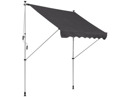 Outsunny markýza se skládacím ramenem, výškově nastavitelná markýza 200x150cm, šedý hliník pro balkon a terasu | Aosom.de