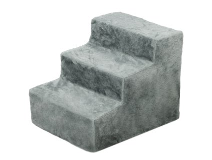 PawHut schody pro psy 3 stupně 35 cm schody pro domácí mazlíčky s plyšovým vzhledem, schody pro kočky do postele, na pohovku, pro kočky do 5 kg, světle šedé | Aosom
