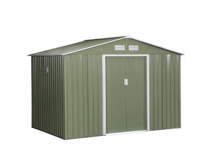 Outsunny kůlna na nářadí kovová kůlna s podezdívkou světle zelená 277 x 195 x 192 cm | Aosom
