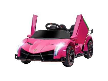 HOMCOM Lamborghini dětské růžové autíčko s odnímatelnou baterií, dálkovým ovládáním, Bluetooth a hudební funkcí, pro děti od 3 do 6 let, max. nosnost 30 kg | Aosom.de