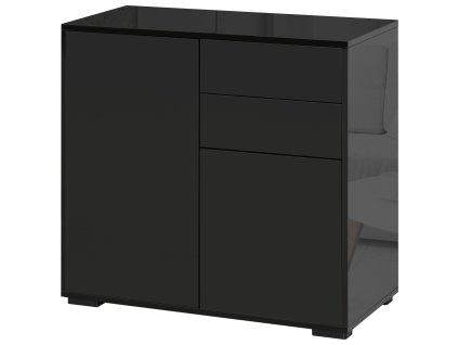 HOMCOM příborník černý s 2 zásuvkami a 2 dvířky proti naklonění do obývacího pokoje ložnice 117x36x74cm | Aosom.de