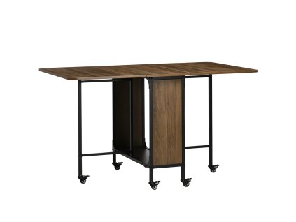 Jídelní stůl HOMCOM skládací pojízdný pro 6 osob, úložný prostor pro malé místnosti, do 50kg, 130x80x74cm, světle hnědý | Aosom.de