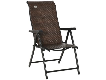 Outsunny polyratanová skládací židle s područkami 7stupňově nastavitelné opěradlo pro zahradu balkon terasu 58 x 71 x 111 cm | Aosom.de