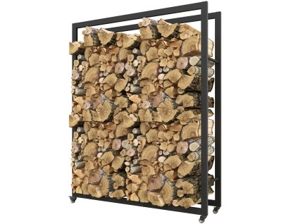Outsunny stojan na palivové dřevo 120 x 32 x 151 cm stojan na palivové dřevo s kolečky, stojan na palivové dřevo do interiéru, exteriéru, kov, černý | Aosom