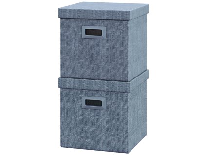 HOMCOM Úložný box sada 2 stohovatelných úložných kostek, skládací úložný box do obývacího pokoje, ložnice, 30 x 30 x 29 cm, modrá | Aosom