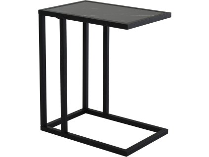 HOMCOM Odkládací stolek, konferenční stolek s mramorovým vzhledem, konferenční stolek s kovovým rámem, do obývacího pokoje, ložnice, 45 x 30 x 51,5 cm Černý