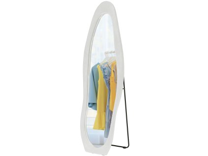 HOMCOM celoplošné zrcadlo 50 x 160 cm stojící zrcadlo s krytem rámu připomínajícím samet, nepravidelné zvlněné zrcadlo na zeď do ložnice, obývacího pokoje, bílé provedení
